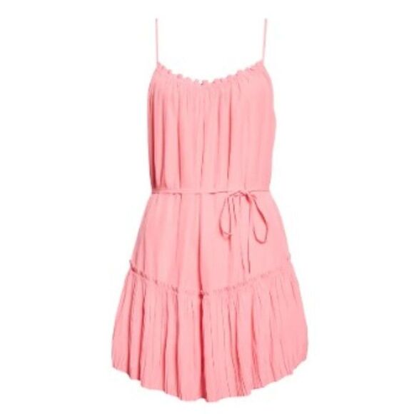 NWT $375 Ramy Brook Pink Tatiana Ruffle Hem Mini Dress Pink M - Picture 1 of 5